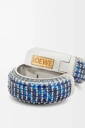 Pavé Hoop Earrings in Sterling Silver and Crystals
