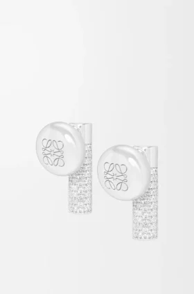 Pebble Stud Earrings in Sterling Silver and Crystals