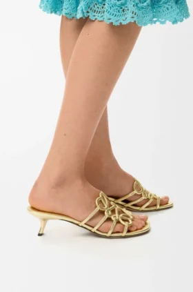 Petal Anagram Slide in Laminated Lambskin