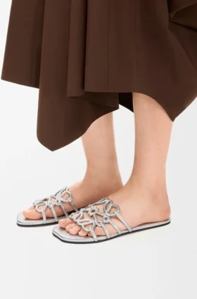 Petal Anagram Slide in Laminated Lambskin