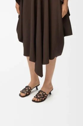 Petal Anagram Slide in Soft Calfskin