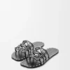 Petal Anagram Slide in Vegetable-Tanned Calfskin and Metallic Studs
