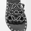 Petal Anagram Slide in Vegetable-Tanned Calfskin and Metallic Studs