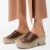 Petal Espadrille Platform Slide in Vegetable-Tanned Calfskin