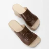 Petal Espadrille Platform Slide in Vegetable-Tanned Calfskin