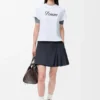 Pleated Mini Skirt in Cotton Blend