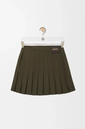 Pleated Mini Skirt in Cotton Blend