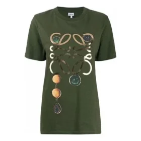Printing Loose Pure Cotton Short Sleeve Olive Green S359333Xbp-4160