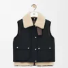 Puffer Vest in Shearling and Cotton Blend