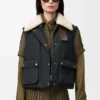 Puffer Vest in Shearling and Cotton Blend