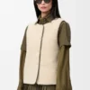 Puffer Vest in Shearling and Cotton Blend