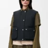 Puffer Vest in Shearling and Cotton Blend