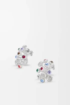 Push Pin Earrings in Sterling Silver and Crystals