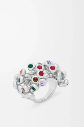 Push Pin Ring in Sterling Silver and Crystals