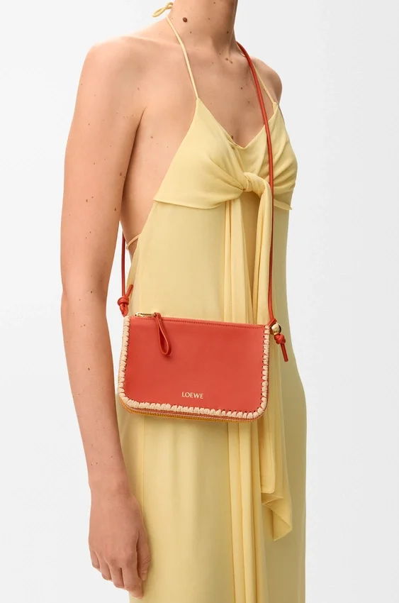 Rio Pouch in Classic Calfskin and Raffia Rio Pouch in Classic Calfskin and Raffia