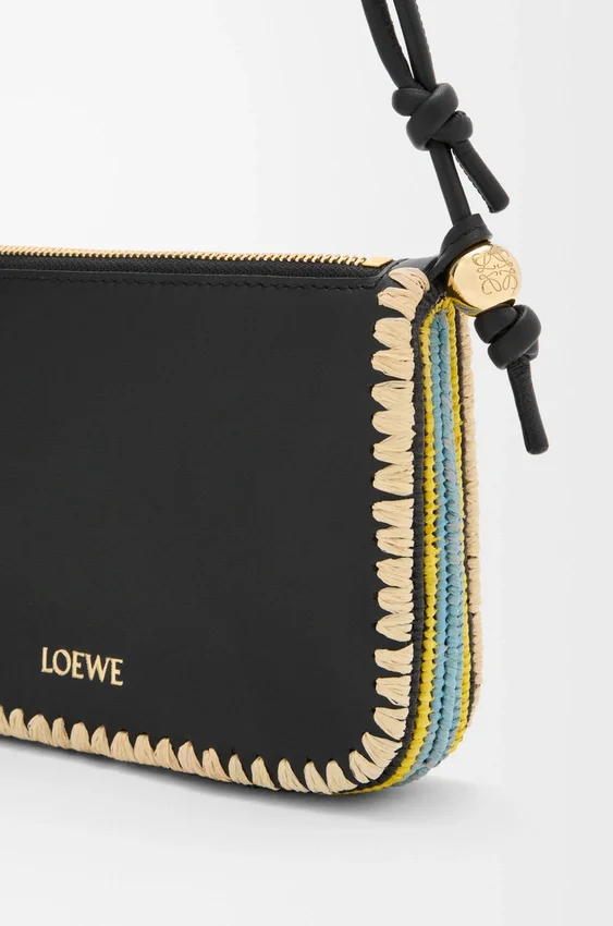 Rio Pouch in Classic Calfskin and Raffia Rio Pouch in Classic Calfskin and Raffia