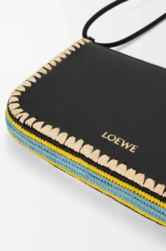 Rio Pouch in Classic Calfskin and Raffia Rio Pouch in Classic Calfskin and Raffia
