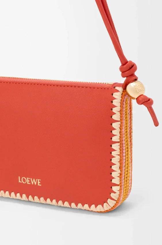 Rio Pouch in Classic Calfskin and Raffia Rio Pouch in Classic Calfskin and Raffia