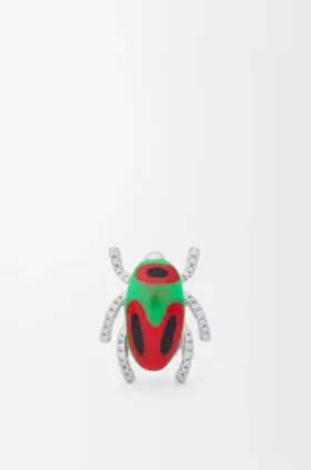 Scarabeo Brooch in Sterling Silver and Enamel