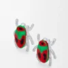 Scarabeo Earrings in Sterling Silver, Enamel and Crystal