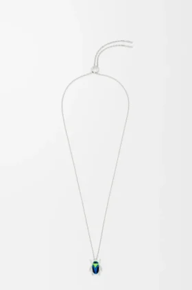 Scarabeo Necklace in Sterling Silver, Enamel and Crystal
