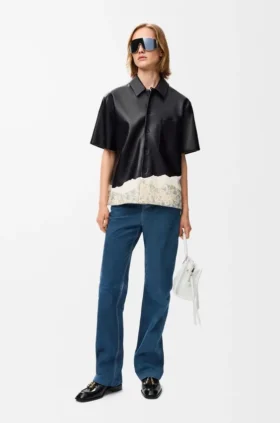Short Sleeve Shirt in Nappa Lambskin