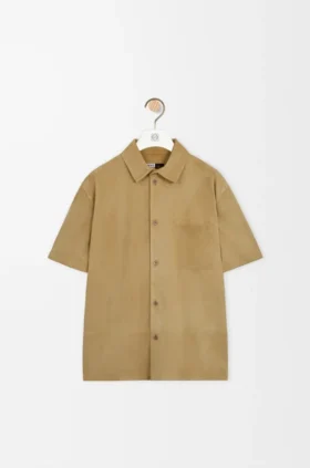 Short Sleeve Shirt in Suede Goatskin