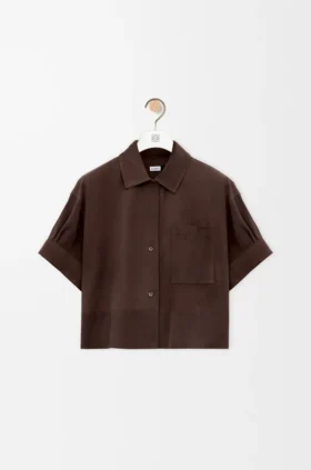Short Sleeve Shirt in Suede Goatskin