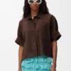 Short Sleeve Shirt in Suede Goatskin Short Sleeve Shirt in Suede Goatskin