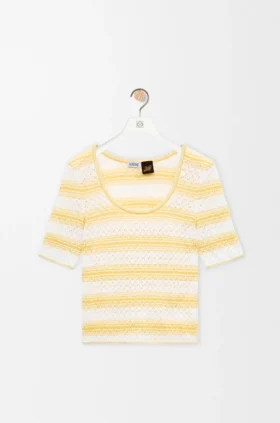 Short Sleeve Sweater in Cotton Blend