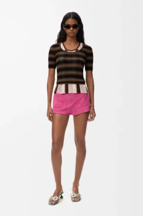 Short Sleeve Sweater in Cotton Blend