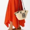Small Anagram Basket Bag in Iraca Palm and Calfskin Small Anagram Basket Bag in Iraca Palm and Calfskin