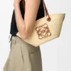 Small Anagram Basket Bag in Iraca Palm and Calfskin Small Anagram Basket Bag in Iraca Palm and Calfskin