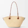 Small Anagram Basket Bag in Iraca Palm and Calfskin Small Anagram Basket Bag in Iraca Palm and Calfskin