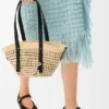 Small Braid Basket in Iraca Palm Ad Calfskin