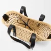 Small Braid Basket in Iraca Palm Ad Calfskin