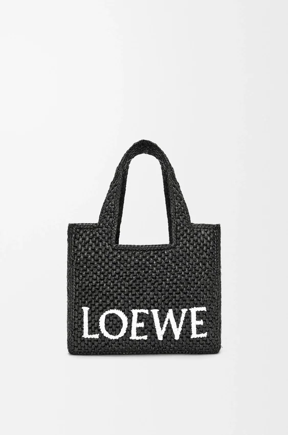 Small Loewe Font Tote in Raffia Small Loewe Font Tote in Raffia