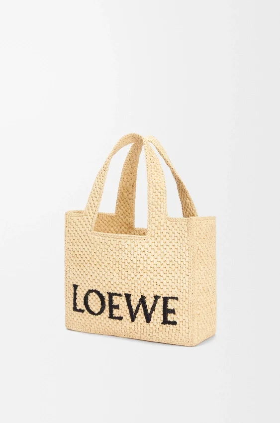 Small Loewe Font Tote in Raffia Small Loewe Font Tote in Raffia