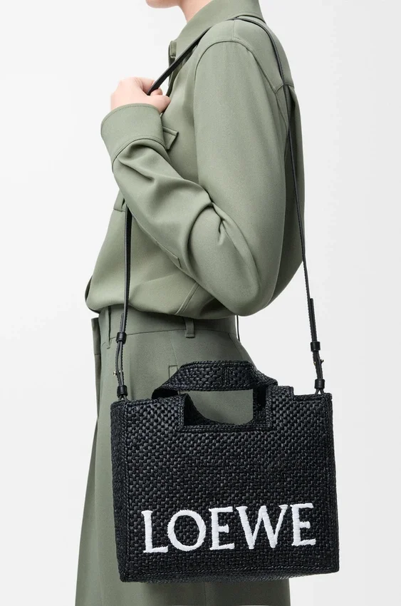 Small Loewe Font Tote in Raffia Small Loewe Font Tote in Raffia