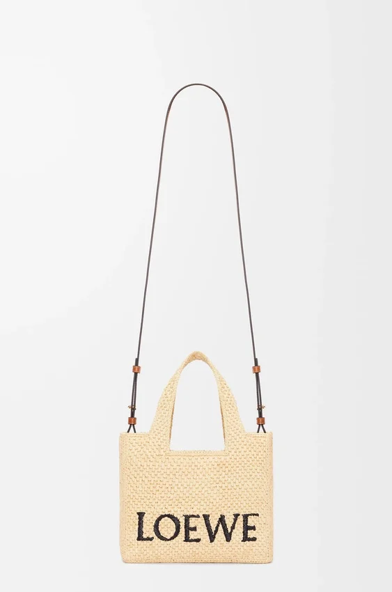 Small Loewe Font Tote in Raffia Small Loewe Font Tote in Raffia