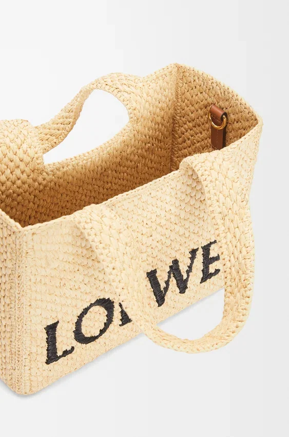 Small Loewe Font Tote in Raffia Small Loewe Font Tote in Raffia