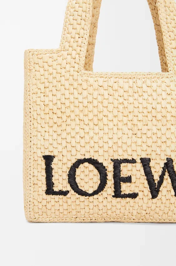Small Loewe Font Tote in Raffia Small Loewe Font Tote in Raffia