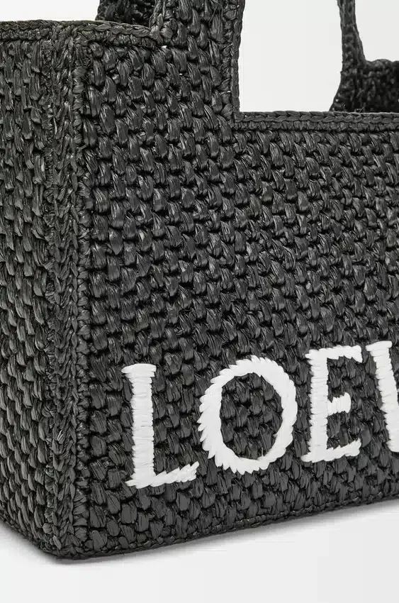 Small Loewe Font Tote in Raffia Small Loewe Font Tote in Raffia