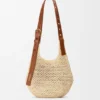 Small Punch Hole Hobo in Raffia and Calfskin Small Punch Hole Hobo in Raffia and Calfskin