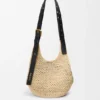 Small Punch Hole Hobo in Raffia and Calfskin Small Punch Hole Hobo in Raffia and Calfskin