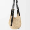 Small Punch Hole Hobo in Raffia and Calfskin Small Punch Hole Hobo in Raffia and Calfskin