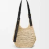 Small Punch Hole Hobo in Raffia and Calfskin Small Punch Hole Hobo in Raffia and Calfskin