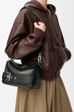 Small Puzzle Biker Bag in Shiny Calfskin Small Puzzle Biker Bag in Shiny Calfskin
