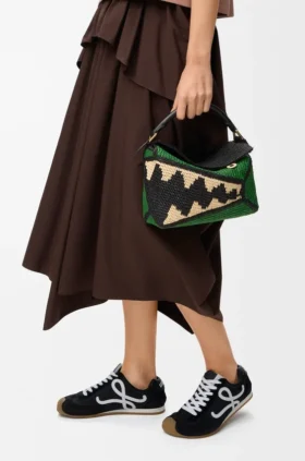 Small Puzzle Edge Bag in Raffia and Calfskin Small Puzzle Edge Bag in Raffia and Calfskin