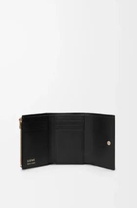 Small Vertical Wallet in Smooth and Grained Calfskin